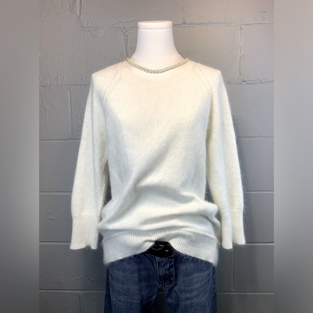 Cynthia Rowley Angora Rabbit Blend White Pullover‎ Sweater Women's Size Large